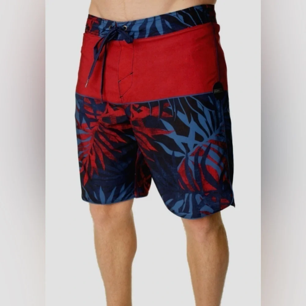 O’Neill tropical red and blue board shorts